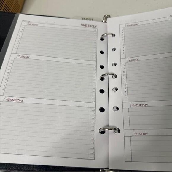 Day Runner Brown Striped Planner Binder Rings 1 1/8" Magnetic Snap calendar - Picture 7 of 11